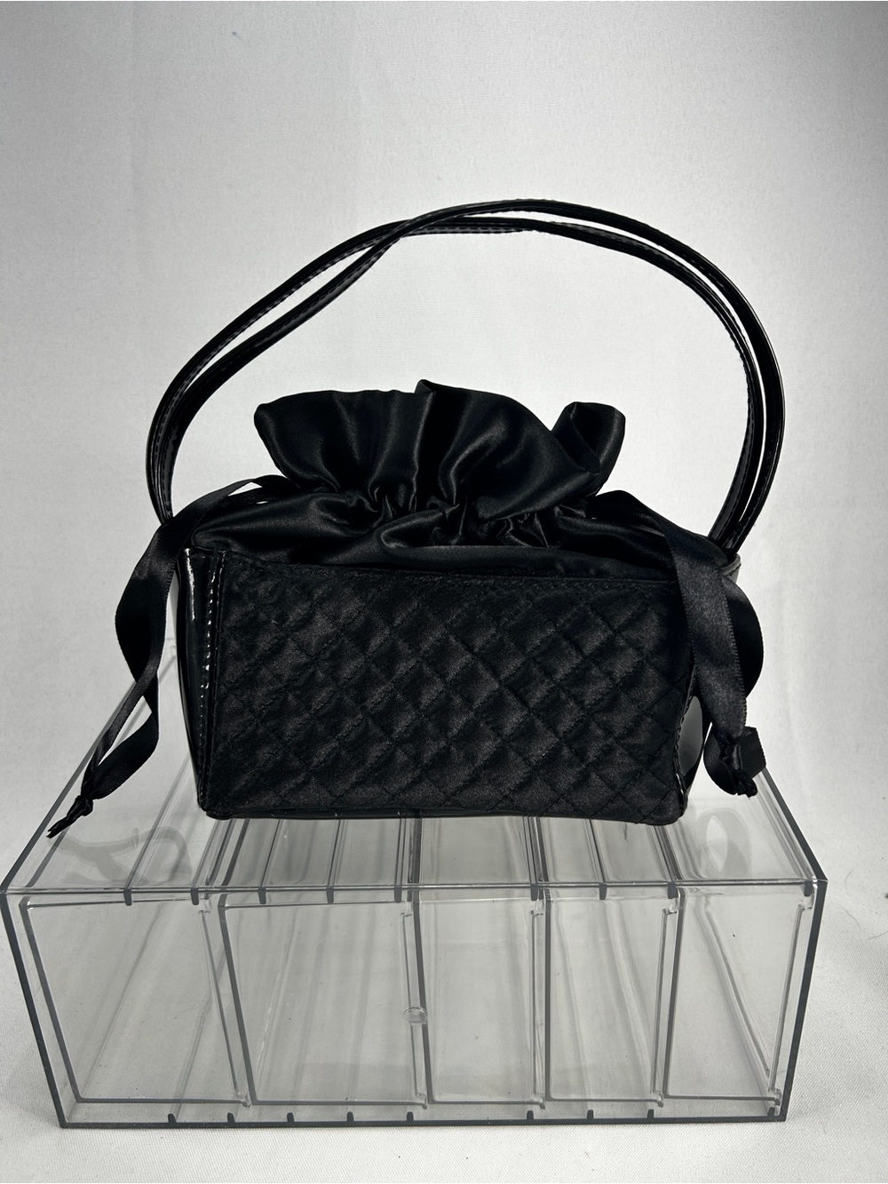 Black Quilted Drawstring Shoulder Bag